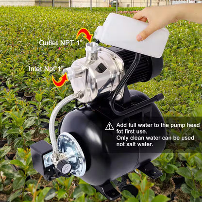 1.6 HP Submersible Fountain Irrigation Pump in Black with Pressure Tank