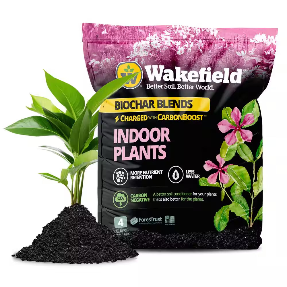 Biochar Blend with Carbonboostfor Indoor Houseplants, Soil Amendment-4 Qt. Bag