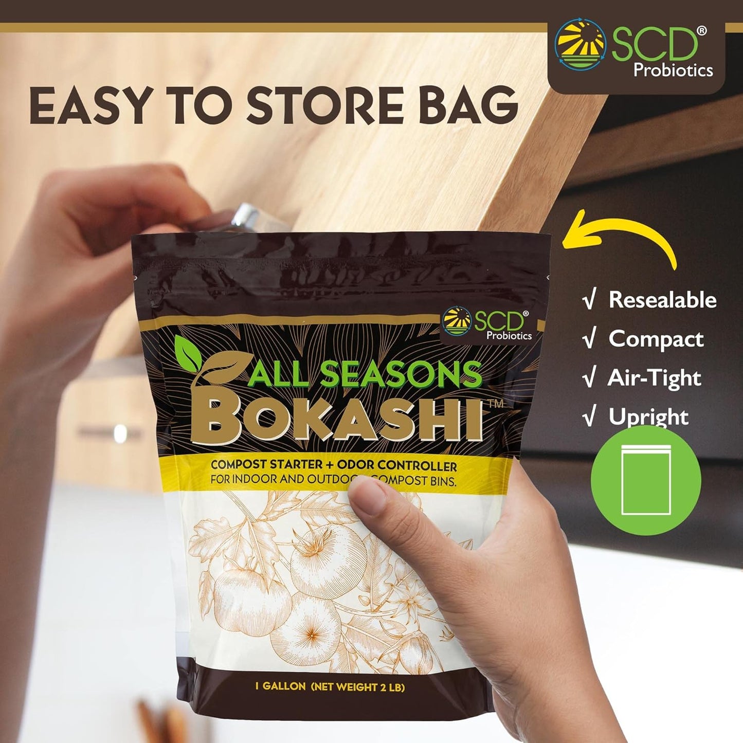 All Seasons Bokashi Compost Starter 2 Lbs (1 Gallon) - Dry Bokashi Bran for Kitchen Compost Bin, Compost Food Pet Waste Quickly & Easily with Low Odor by