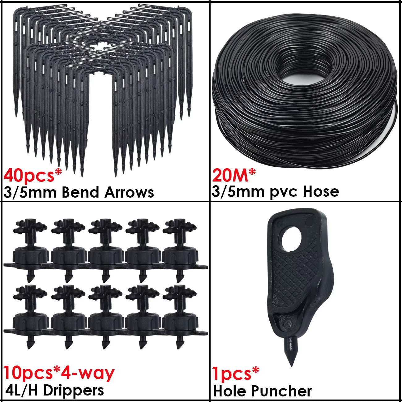 Greenhouse Drip Irrigation 4-Way 3/5Mm 2-Way Drip Arrow Transmitter Garden Automatic Watering System Potted Plant 10/20Set