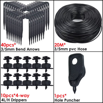 Greenhouse Drip Irrigation 4-Way 3/5Mm 2-Way Drip Arrow Transmitter Garden Automatic Watering System Potted Plant 10/20Set