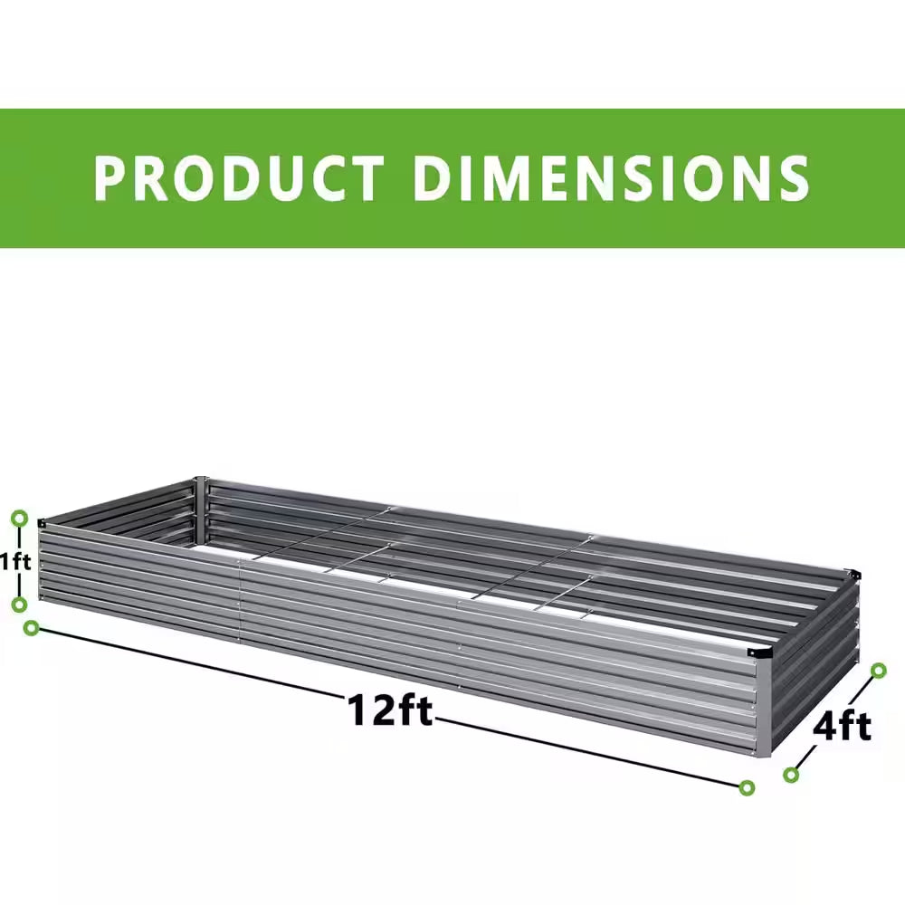 48 Cu. Ft. Soil Galvanized Raised Garden Bed Outdoor Garden for Planting, Fruit, Herb (1-Pack)