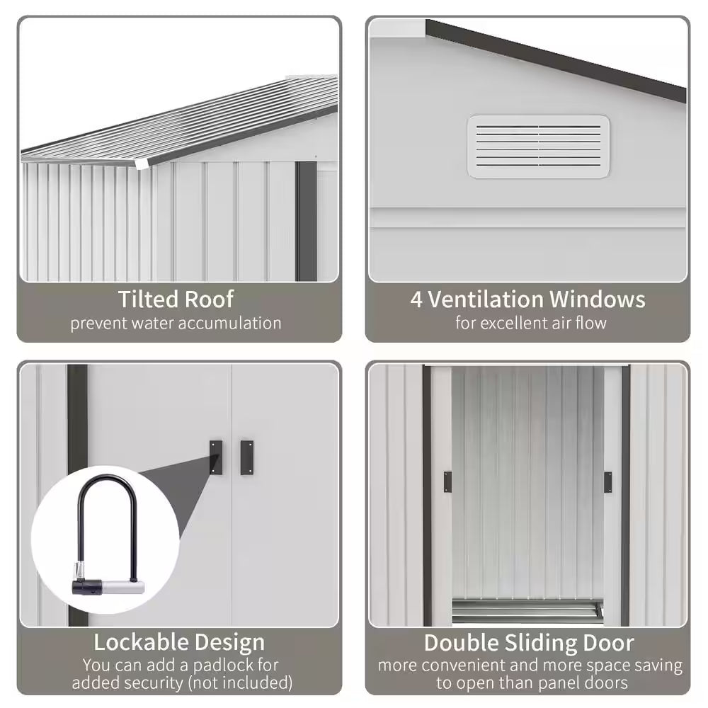Majestic 7 Ft. W X 4 Ft. D Metal Shed with Double Sliding Doors (30 Sq. Ft.)
