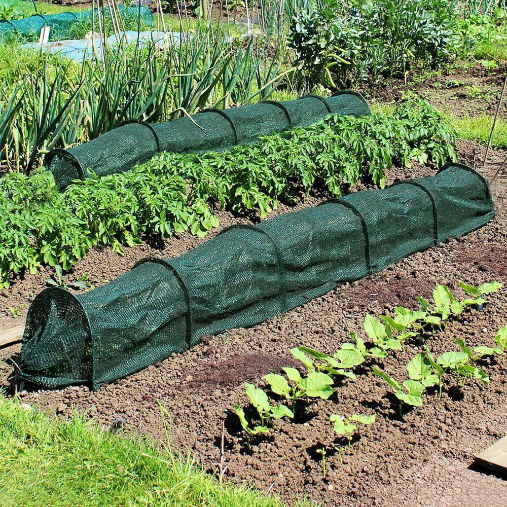 11.8 In. W X 118 In. D X 17.7 In. H Garden Tunnel Shade Net Cover Portable Greenhouse with Quick-Release, Green (2-Pack)