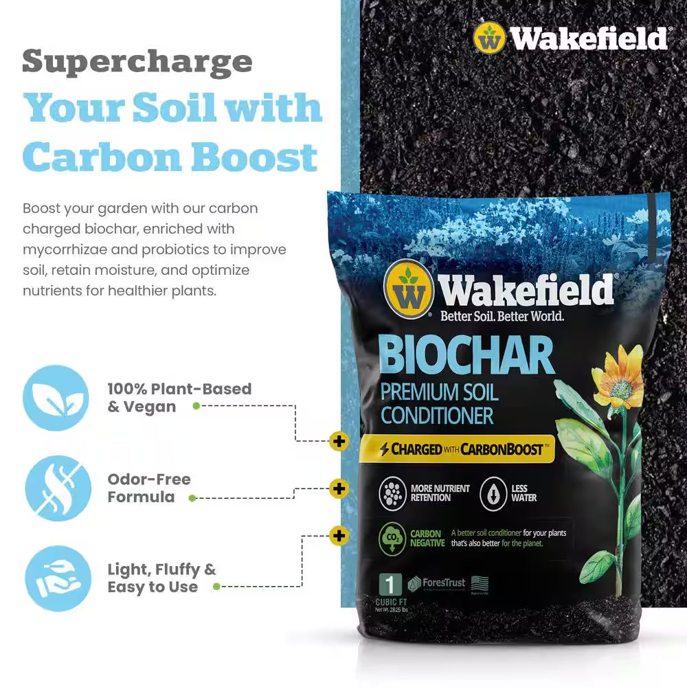 Biochar with Carbonboost, Soil Amendment-1 Cu. Ft. Bag
