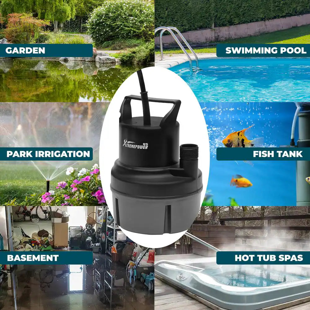 1/6 HP 1100 GPH Thermoplastic Submersible Utility Pump