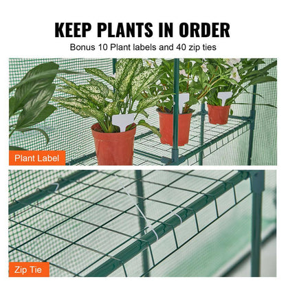 4.6 X 4.6 X 6.6 Ft. Walk-In Greenhouse with Shelves, PE Cover, Zipper Door, Steel Frame, for Planting and Storage