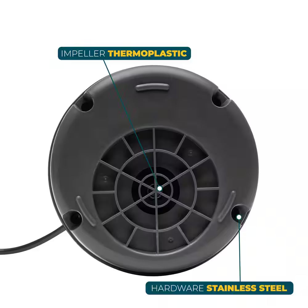 1/6 HP 1100 GPH Thermoplastic Submersible Utility Pump