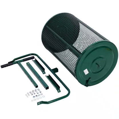 Peat Moss Spreader 24 In., Compost Spreader Metal Mesh, T Shaped Handle for Planting Seeding