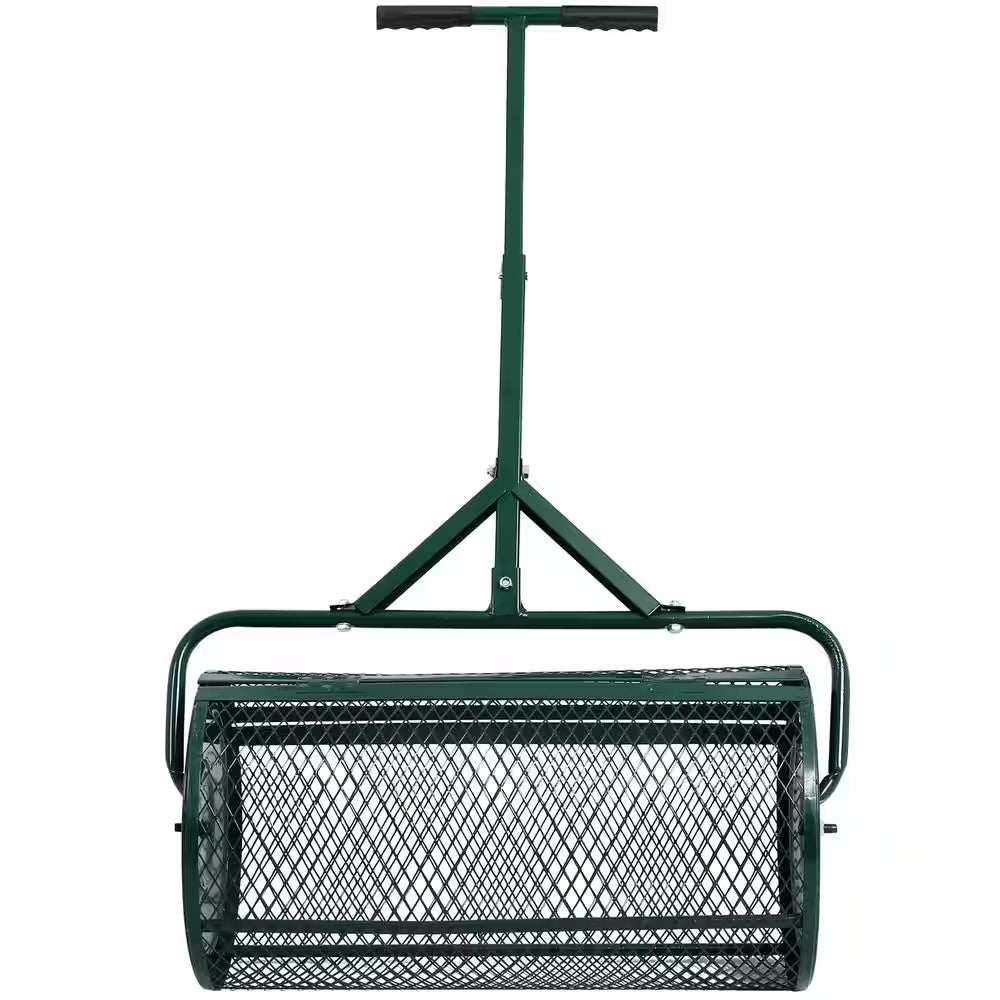 24 In. Peat Moss Spreader, Compost Spreader Metal Mesh, T Shaped Handle for Planting Seeding