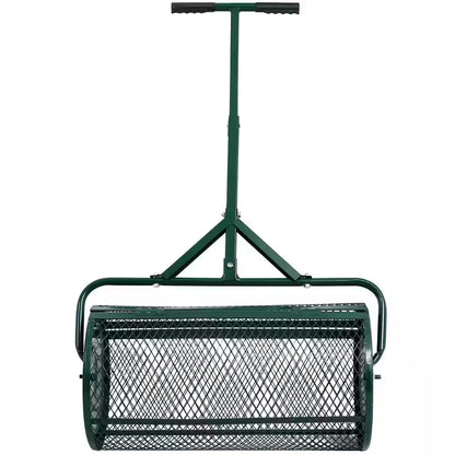 24 In. Peat Moss Spreader, Compost Spreader Metal Mesh, T Shaped Handle for Planting Seeding