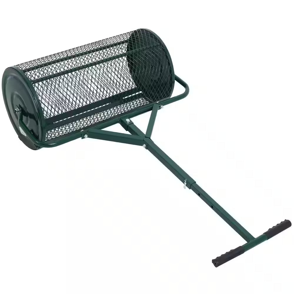 24 In. Peat Moss Spreader, Compost Spreader Metal Mesh, T Shaped Handle for Planting Seeding