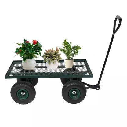 Steel Rectangle Garden Cart with 4 Wheels