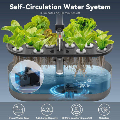 12-Pods Hydroponics Growing System Kit, Gardening Hydroponics Growing System with 4. 2L Water Pump, Height Adjustable