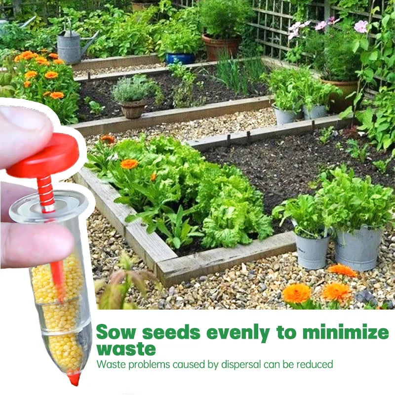 Manual Seed Sower - Adjustable Depth Hand Planter for Vegetables/Flowers, Lightweight Garden Tool with Seed Spacing Control Seed