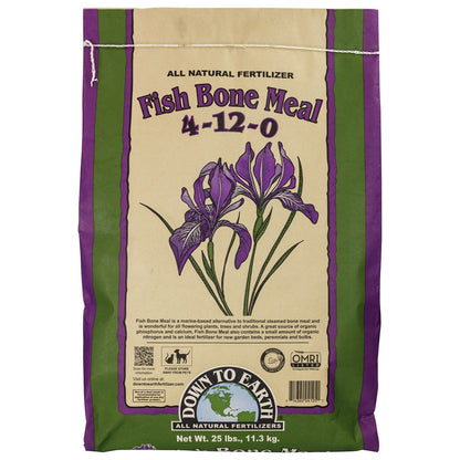 Down to Earth Organic Fish Bone Meal 4-12-0 All-Natural Fertilizer, 25 Lbs