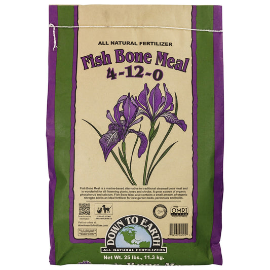Down to Earth Organic Fish Bone Meal 4-12-0 All-Natural Fertilizer, 25 Lbs