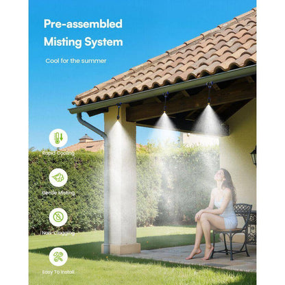 75FT Outdoor Misting System Kit with Water Filter Ultra-Fine Mist 22 Nozzles for Patio Garden Greenhouse