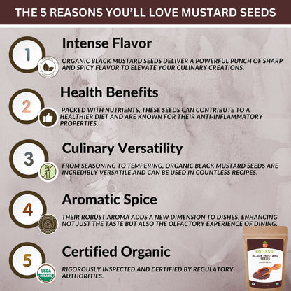 Organic Black Mustard Seeds - Gluten Free Dry, High-Quality Brown Mustard Seeds