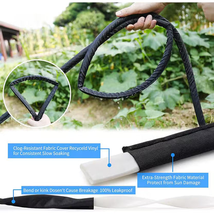 10 Ft. Linkable Flat Soaker Hose for Garden, Dual-Layer Leak-Free Design with Holes, Saves 80% Water