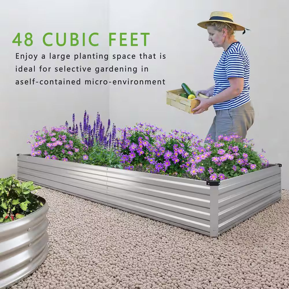 48 Cu. Ft. Soil Galvanized Raised Garden Bed Outdoor Garden for Planting, Fruit, Herb (1-Pack)