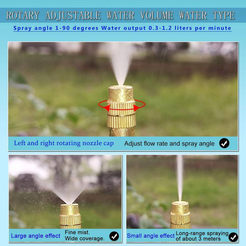Automatic Greenhouse Drip Irrigation Kit 360 Adjustable 20 Brass Misting Nozzles 65Ft Tubing Patio Plant Watering System