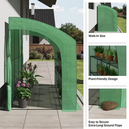 10 Ft. X 5 Ft. X 7 Ft. Lean to Greenhouse, Green