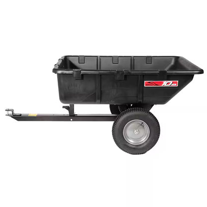 650Lbs. 10Cu.Ft. Tow-Behind Lawn Mower Trailer Dump Cart W/ Compression-Molded Poly Bed for Lawn Tractors and ZTR Mowers
