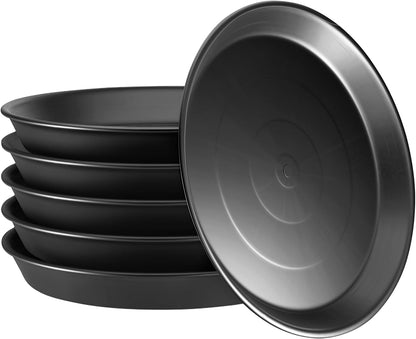 6 Packs 10.6 Inches Plant Saucer Plant Drip Trays, Plastic Plant Trays for Pots, Heavy Duty Pot Drip Trays for Indoors Outdoor Flower Planters, Black