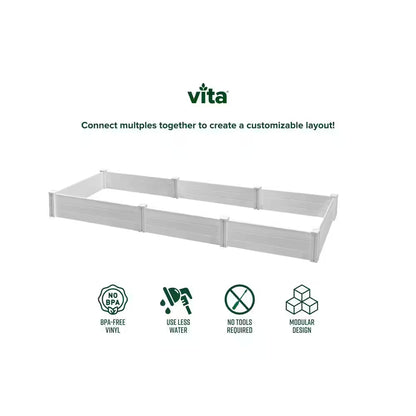 Classic 48"L X 48"W X 11"H Vinyl Raised Garden Bed, White, VT17108