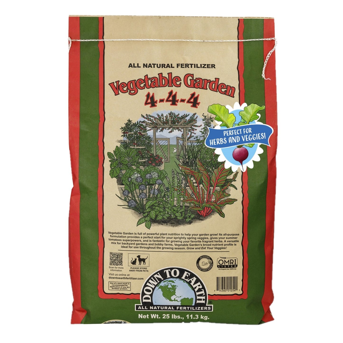 Down to Earth Vegetable Garden 4-4-4 All-Natural Fertilizer, 25 Lbs