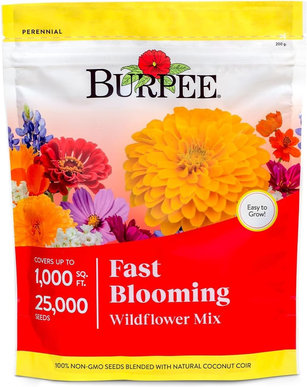 Burpee Wildflower 25,000 Bulk, 1 Bag, 18 Varieties of Non-Gmo Flower Seeds Polli