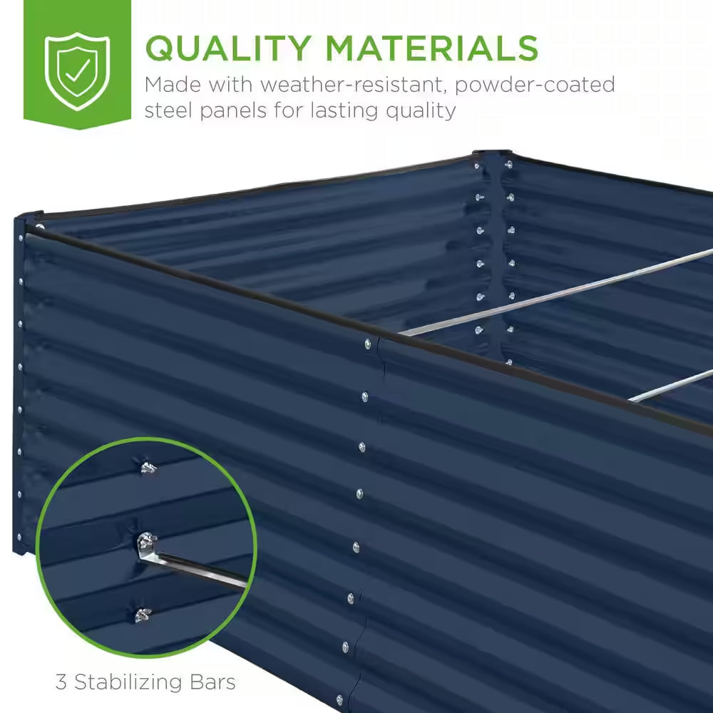 8 Ft. X 4 Ft. X 2 Ft. Navy Outdoor Steel Raised Garden Bed, Planter Box for Vegetables, Flowers, Herbs