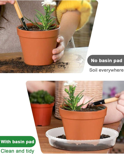5 Pack of 14 Inch Plant Saucer Clear Durable Sturdy Drip Trays for Indoor and Outdoor Flower Plant Container Saucers