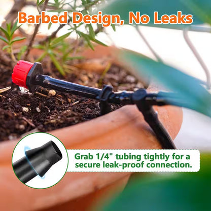 280-Piece Drip Irrigation Fittings Kit for 1/4 In. Tubing, Includes Nozzles, Tees, Couplings, Elbows, Plugs, Crosses