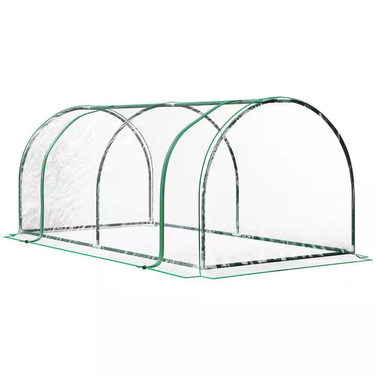 39 In. W X 79 In. D X 32 In. H Portable Mini Greenhouse with PVC Cover, Cloche Cold Frame and 4 Zippered Doors, Green