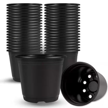 6 In. 0.5 Gal Dia Black Plastic Plant Nursery Seed Starting Nursery Pots