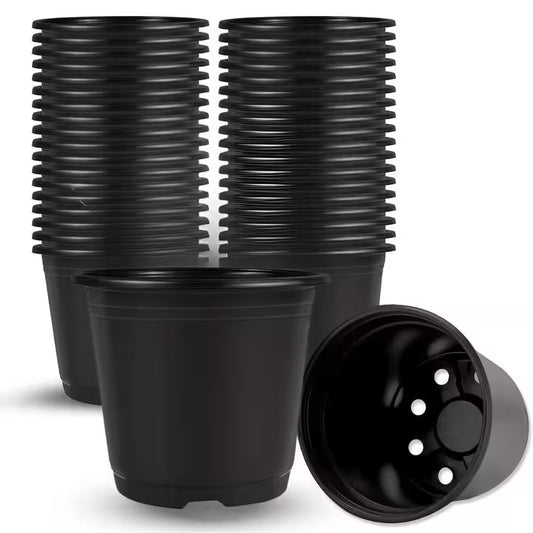 6 In. 0.5 Gal Dia Black Plastic Plant Nursery Seed Starting Nursery Pots