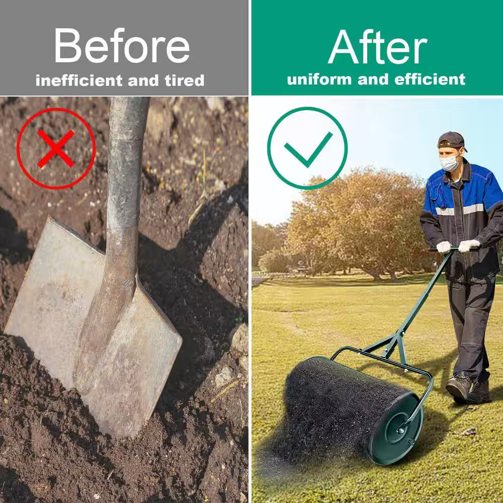 Peat Moss Spreader 24 In., Compost Spreader Metal Mesh, T Shaped Handle for Planting Seeding