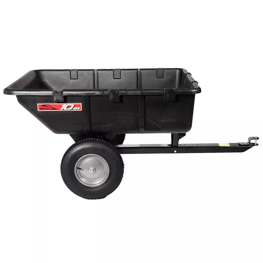 650Lbs. 10Cu.Ft. Tow-Behind Lawn Mower Trailer Dump Cart W/ Compression-Molded Poly Bed for Lawn Tractors and ZTR Mowers