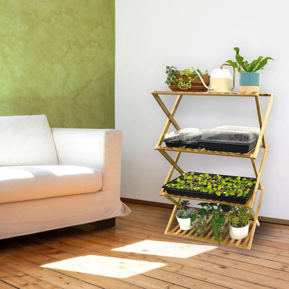 Indoor Multi-Tier Bamboo Plant Stand with Collapsible Design