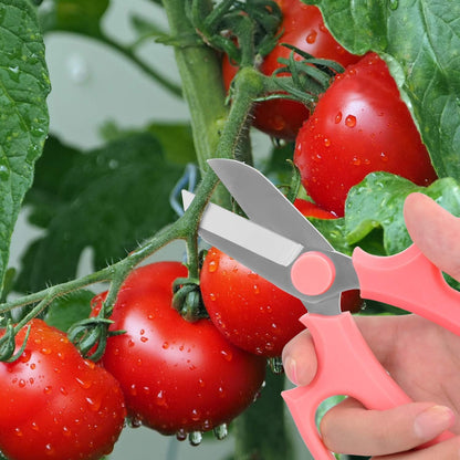 Flower Scissors, Strong Floral Shears, Premium Steel Garden Pruning Shears Garden Scissors Floral Fruits Leaf Scissors Hand Pruner Snip Trimming Tool for Gardening Flower Arrangement, Pink