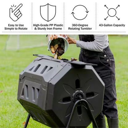 43 Gal. Compost Tumbler with Gloves