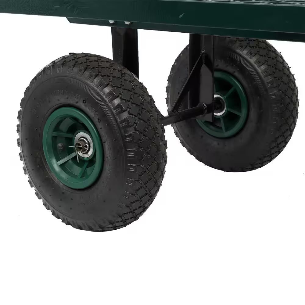 Steel Rectangle Garden Cart with 4 Wheels
