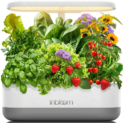 12-Pod Hydroponic Growing System – Indoor Garden with LED Grow Light & Pod Kit – Plant Germination Kit with 4.2L Water Pump for Faster Growth – Height Adjustable – Gardening Gift for Women