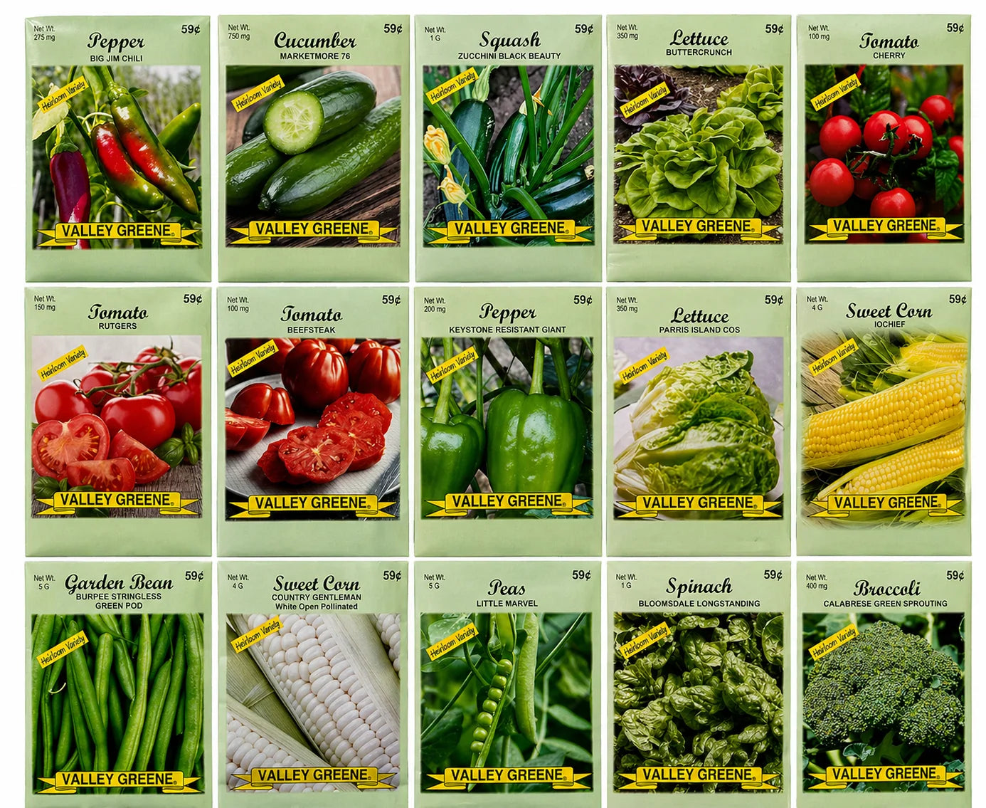 15 Pack Vegetable Garden Seeds - Deluxe Heirloom Variety Pack, Non-Gmo, Perfect for Home Gardening and Planting