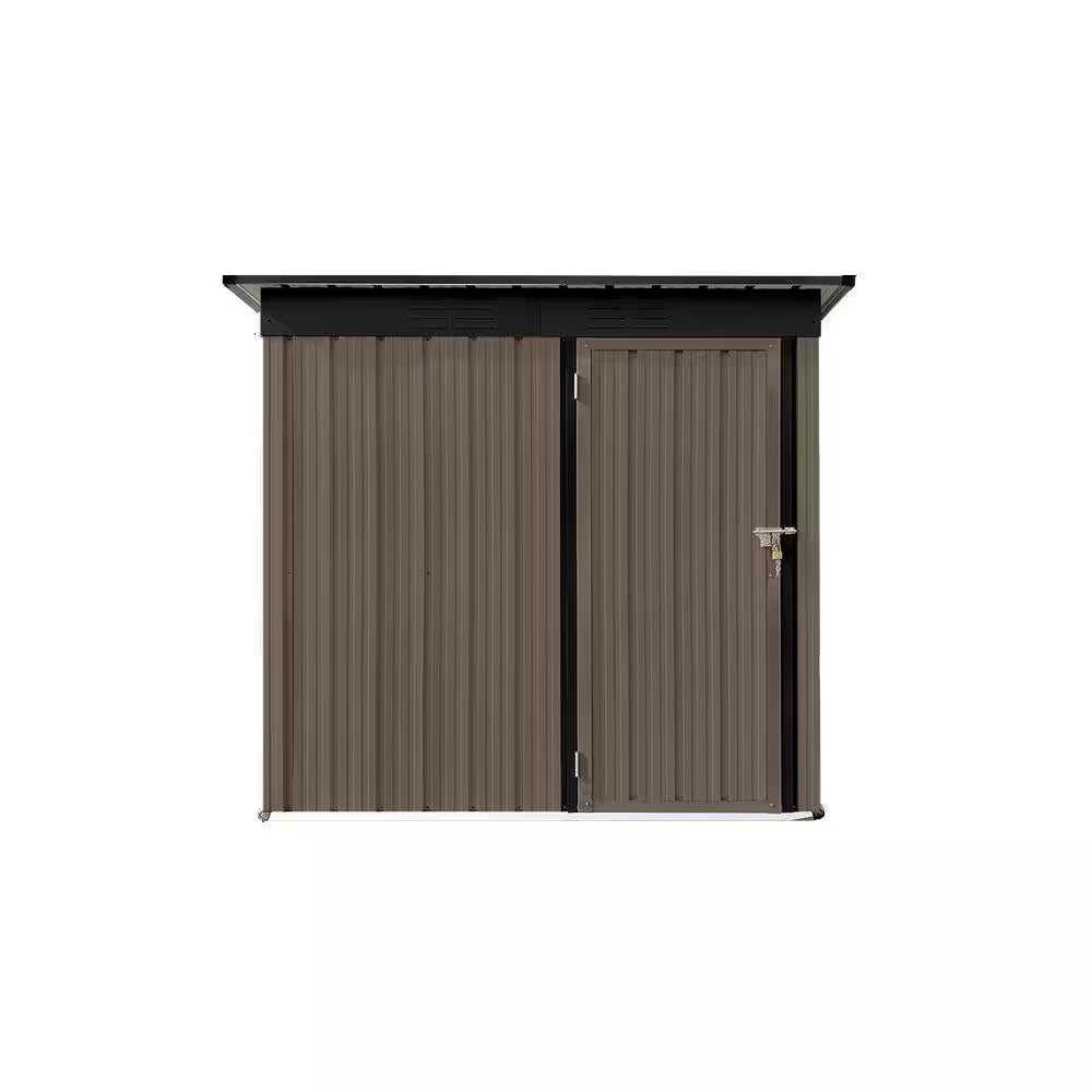 5 Ft. W X 4 Ft. D Brown and Black Metal Shed (20 Sq. Ft. )