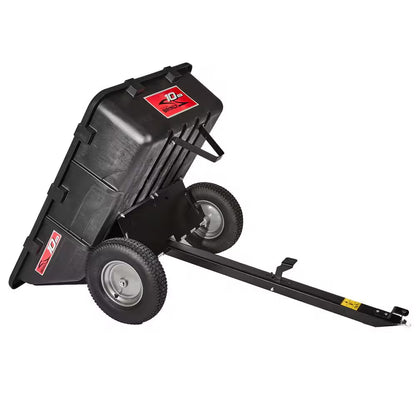 650Lbs. 10Cu.Ft. Tow-Behind Lawn Mower Trailer Dump Cart W/ Compression-Molded Poly Bed for Lawn Tractors and ZTR Mowers