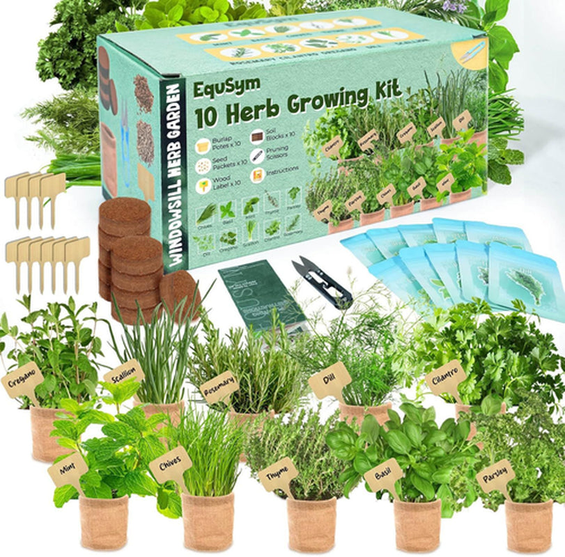 10 Herb Window Garden Kit Indoor - Seeds for & 10 Herb Kit