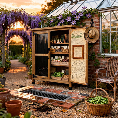 Outdoor Storage Cabinet Wood Storage Shed Waterproof Roof, Double Lockable Doors Garden Shed with Removable Shelves